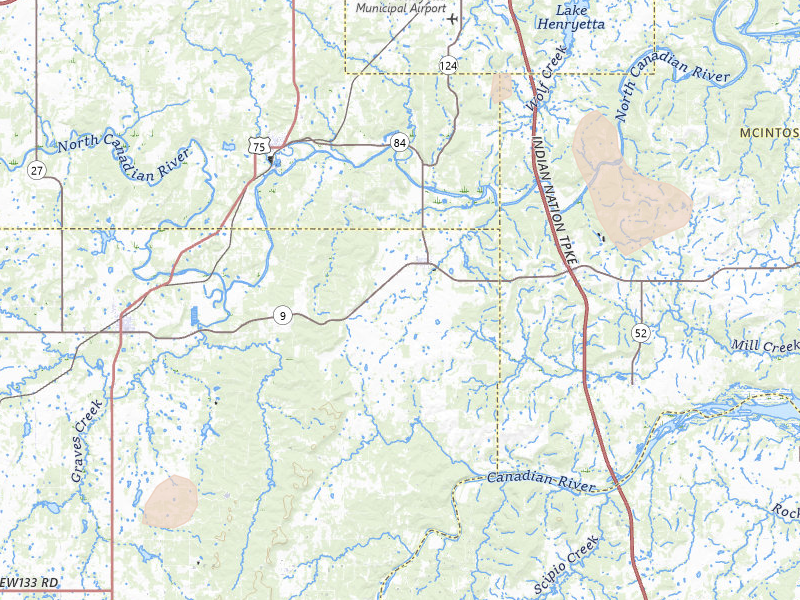 Radar-estimated hail-size map of the storm over Dustin, OK on Jul 4, 2026