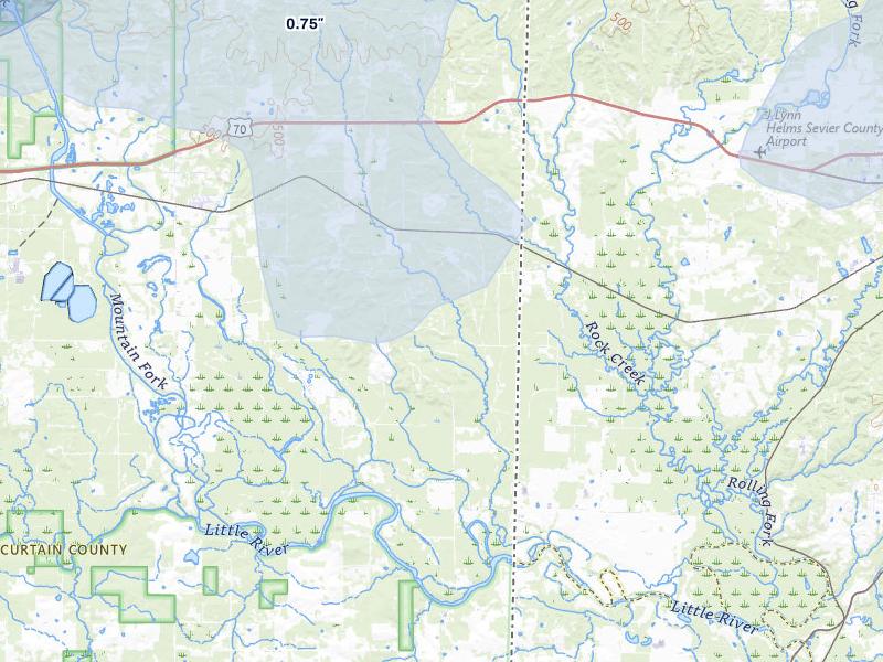 NEXRAD radar-signature map of the hail storm over Eagletown, OK on Apr 28, 2026