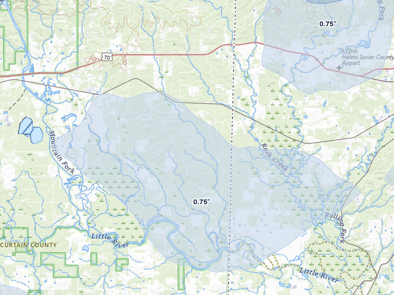 NEXRAD radar-signature map of the hail over Eagletown, OK
