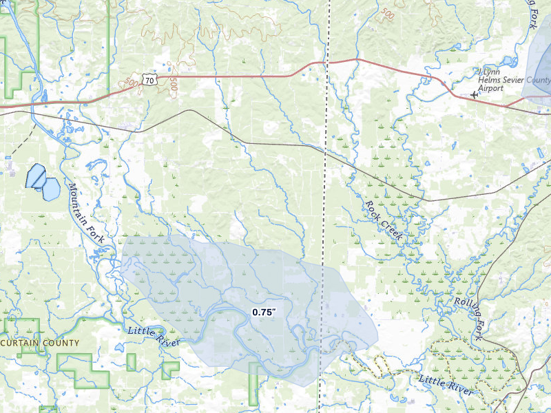 NEXRAD radar-signature map of the hail over Eagletown, OK