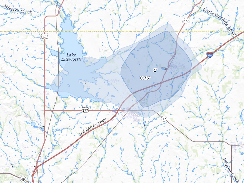 NEXRAD radar-signature map of the hail storm over Elgin, OK on Apr 17, 2026