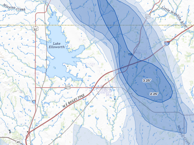 NEXRAD radar-signature map of the hail storm over Elgin, OK on May 8, 2026