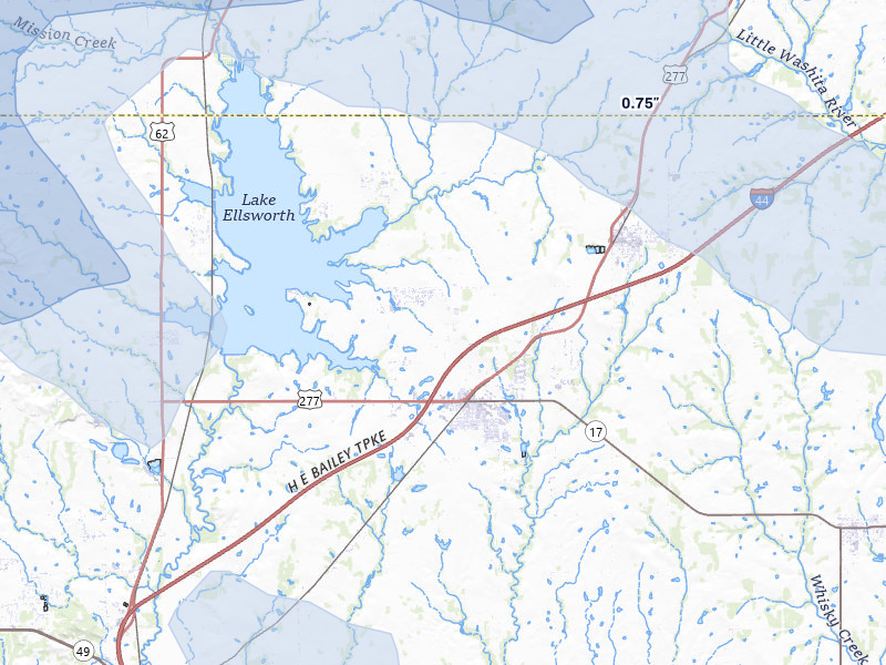 NEXRAD radar-signature map of the hail storm over Elgin, OK on Jul 4, 2026