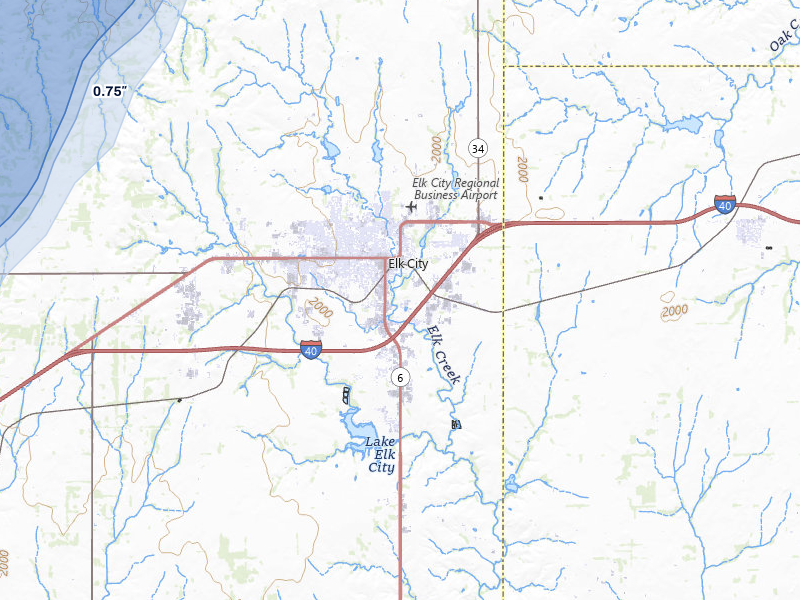 NEXRAD radar-signature map of the hail storm over Elk City, OK on Mar 5, 2026