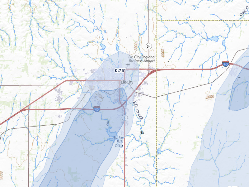 NEXRAD radar-signature map of the hail storm over Elk City, OK on May 18, 2026