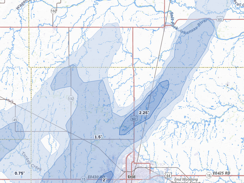 NEXRAD radar-signature map of the hail storm over Enid, OK on May 29, 2026