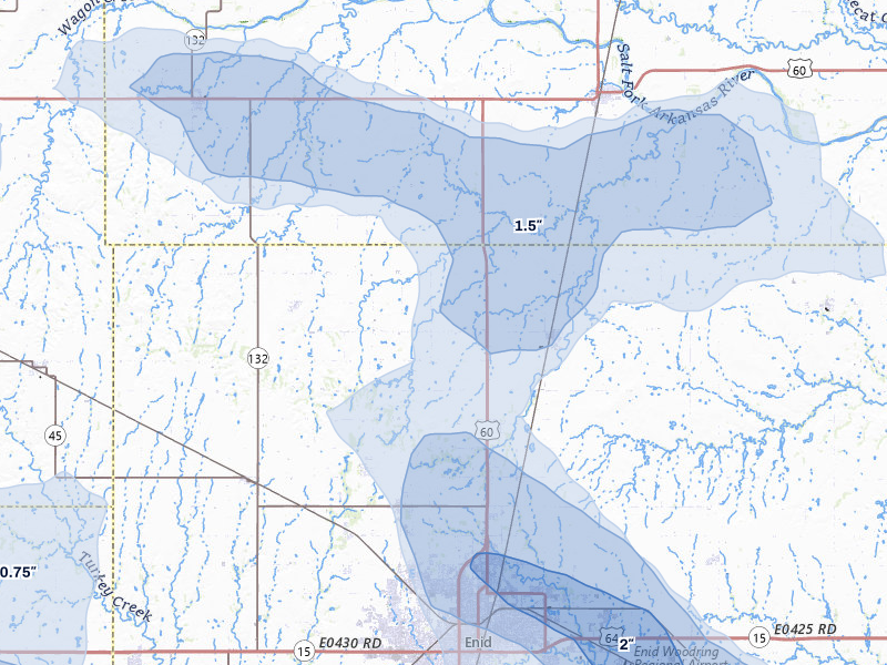 NEXRAD radar-signature map of the hail storm over Enid, OK on Jun 1, 2026