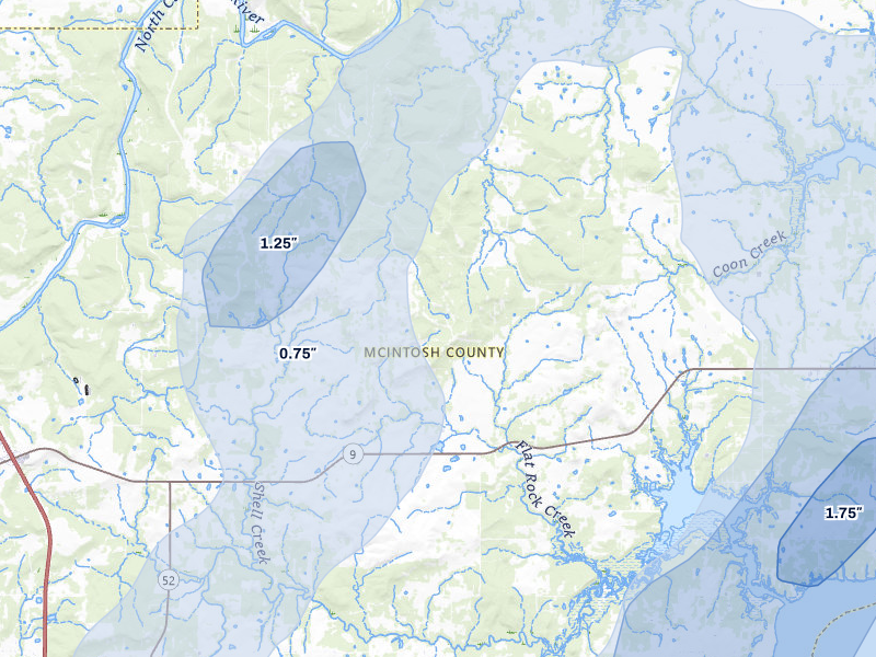NEXRAD radar-signature map of the hail storm over Eufaula, OK on Mar 6, 2026
