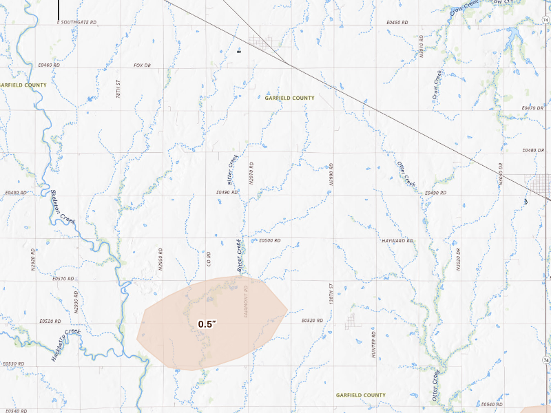 Radar-estimated hail-size map of the storm over Fairmont, OK