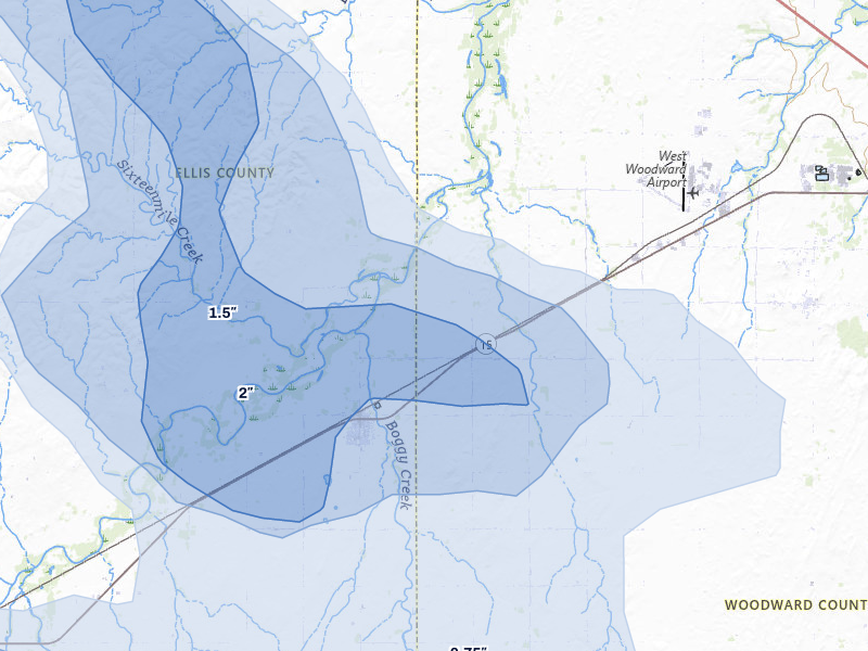 NEXRAD radar-signature map of the hail storm over Fargo, OK on May 9, 2026