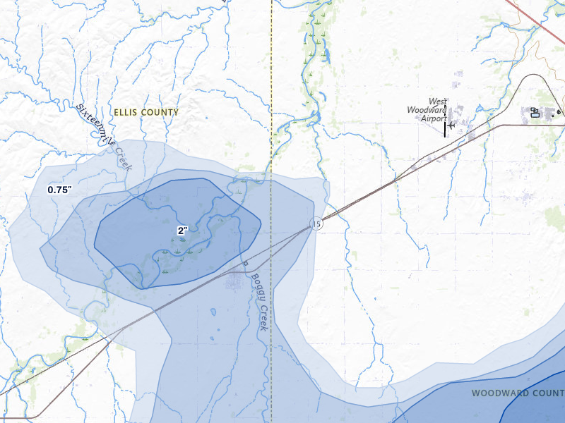 NEXRAD radar-signature map of the hail storm over Fargo, OK on Jul 4, 2026