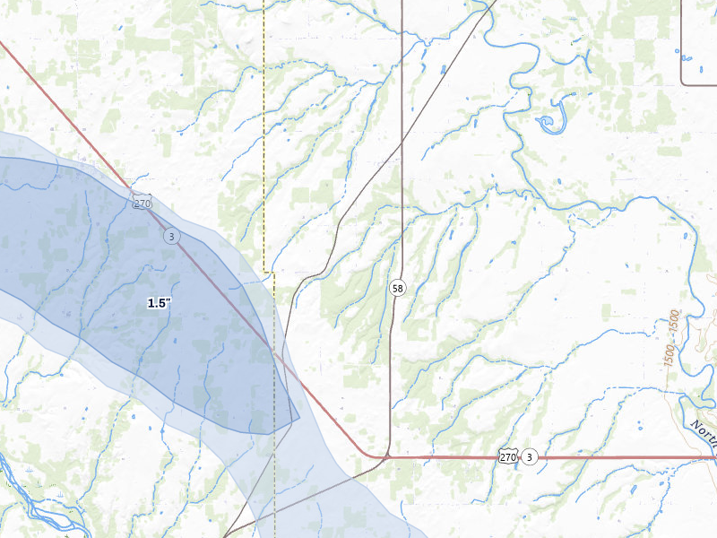 NEXRAD radar-signature map of the hail storm over Fay, OK on Jul 4, 2026