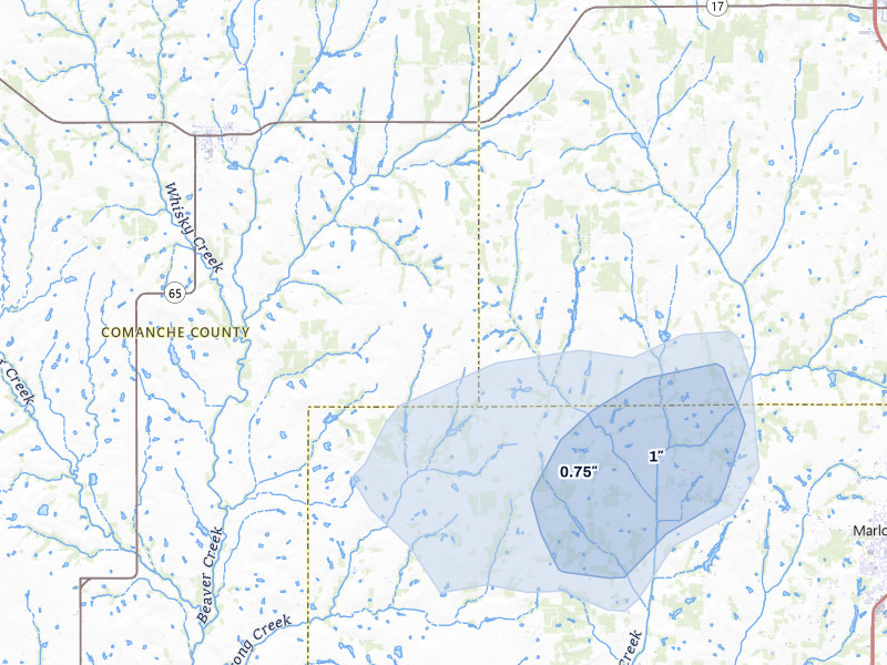 NEXRAD radar-signature map of the hail storm over Fletcher, OK on Apr 25, 2026