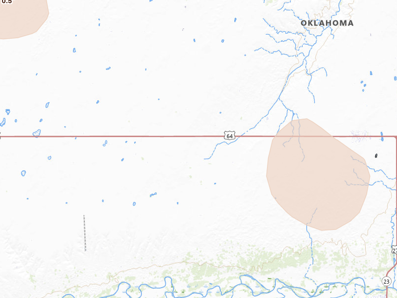 Radar-estimated hail-size map of the storm over Forgan, OK on Jul 3, 2026