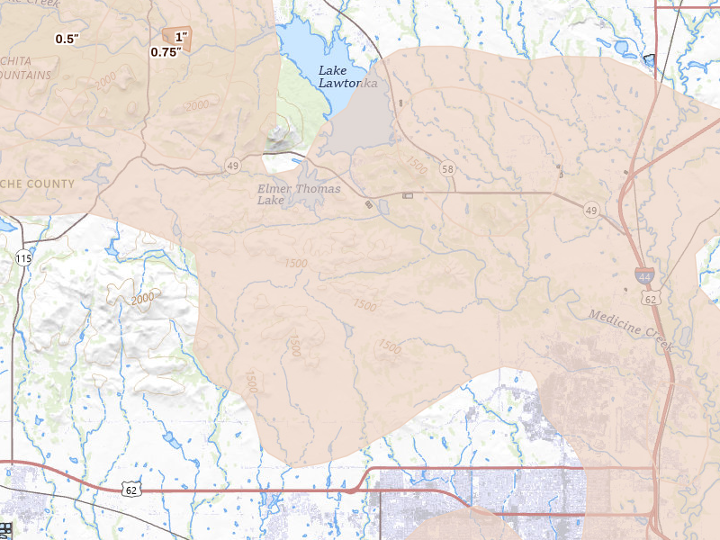 Radar-estimated hail-size map of the storm over Fort Sill, OK