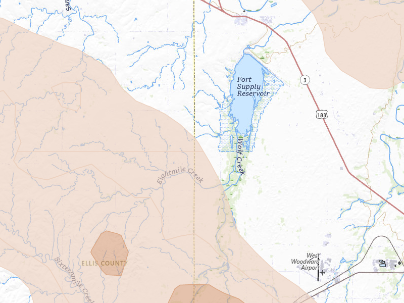Radar-estimated hail-size map of the storm over Fort Supply, OK on May 9, 2026