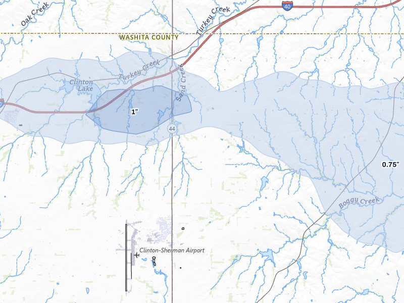 NEXRAD radar-signature map of the hail storm over Foss, OK on Apr 17, 2026