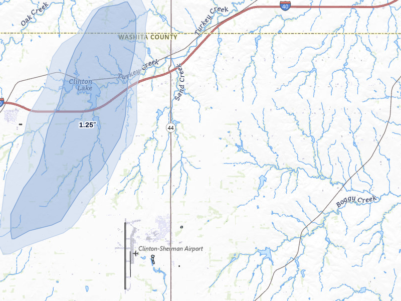 NEXRAD radar-signature map of the hail storm over Foss, OK on Jun 5, 2026