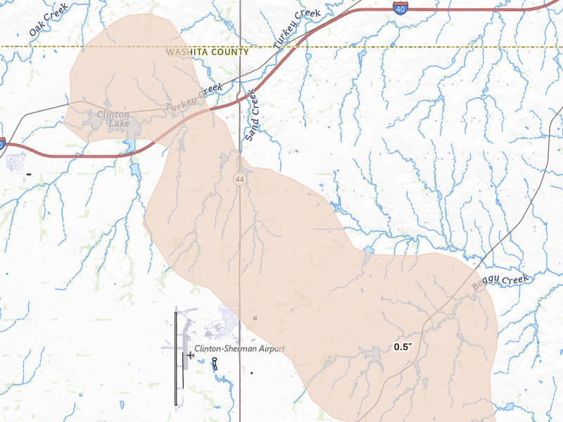 Radar-estimated hail-size map of the storm over Foss, OK