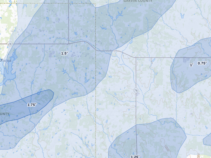 NEXRAD radar-signature map of the hail storm over Foster, OK on Mar 6, 2026