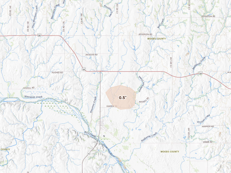 Radar-estimated hail-size map of the storm over Freedom, OK