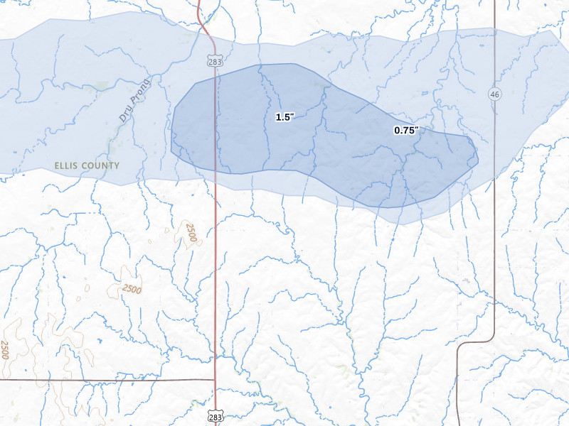 NEXRAD radar-signature map of the hail storm over Gage, OK on Jun 26, 2026