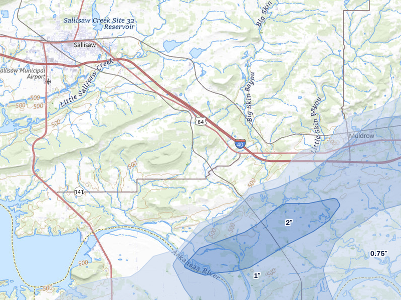 NEXRAD radar-signature map of the hail storm over Gans, OK on Mar 4, 2026