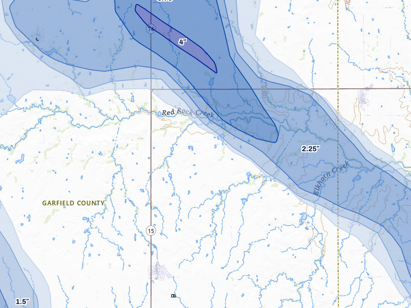 NEXRAD radar-signature map of the hail storm over Garber, OK on Jul 4, 2026