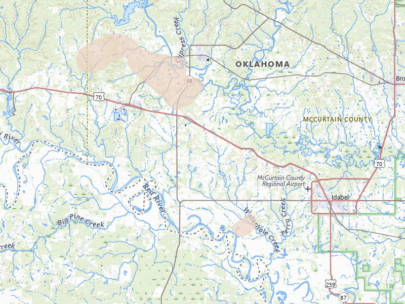 Radar-estimated hail-size map of the storm over Garvin, OK on Apr 24, 2026