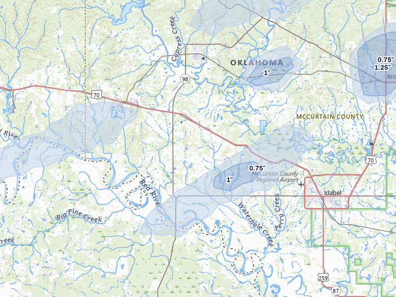 NEXRAD radar-signature map of the hail storm over Garvin, OK on Apr 28, 2026
