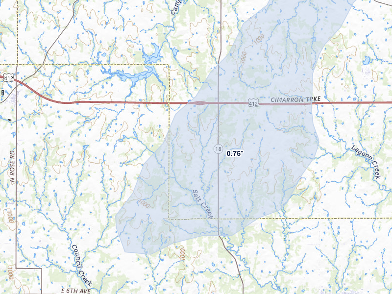 NEXRAD radar-signature map of the hail storm over Glencoe, OK on Jan 8, 2026