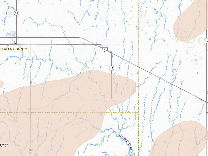 Radar-estimated hail-size map of the storm over Goltry, OK on May 29, 2026