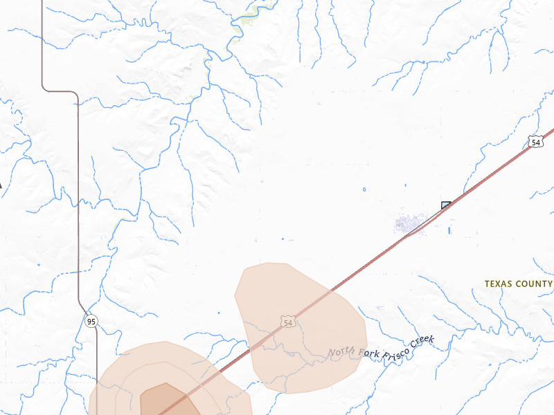 Radar-estimated hail-size map of the storm over Goodwell, OK