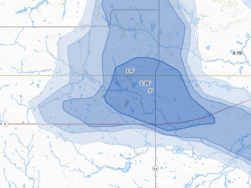 NEXRAD radar-signature map of the hail over Gotebo, OK