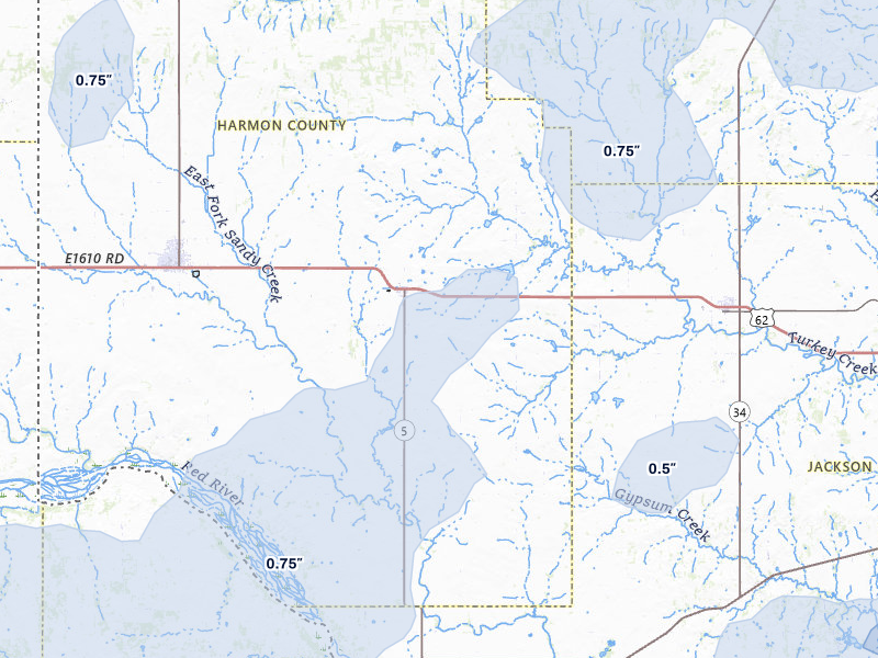 NEXRAD radar-signature map of the hail storm over Gould, OK on Apr 1, 2026
