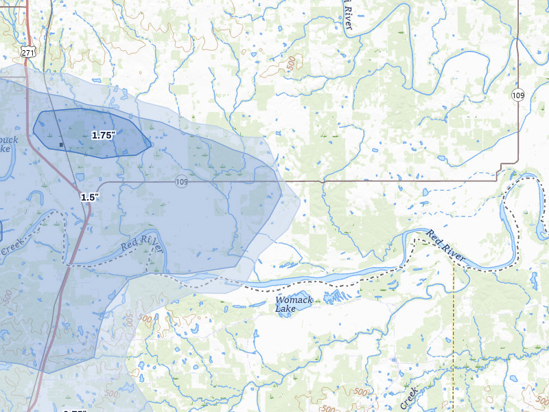 NEXRAD radar-signature map of the hail over Grant, OK