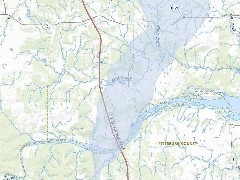 NEXRAD radar-signature map of the hail storm over Hanna, OK on Mar 6, 2026