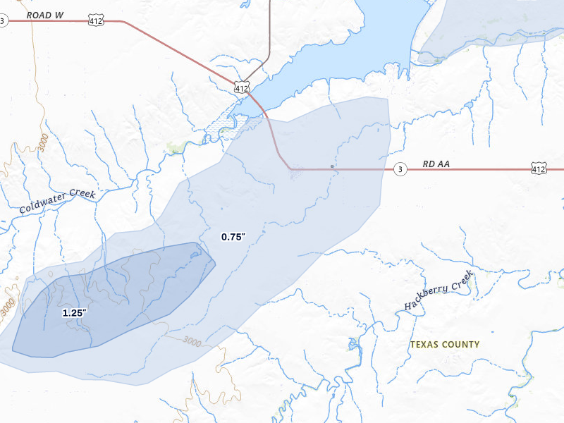 NEXRAD radar-signature map of the hail storm over Hardesty, OK on May 10, 2026
