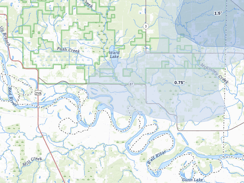 NEXRAD radar-signature map of the hail over Haworth, OK