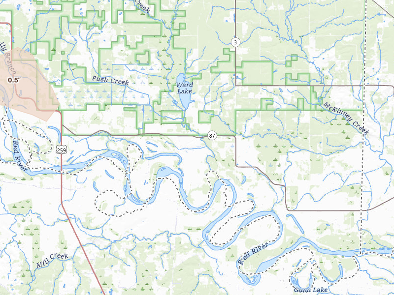 Radar-estimated hail-size map of the storm over Haworth, OK on Jul 8, 2026