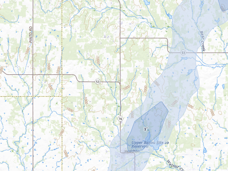 NEXRAD radar-signature map of the hail storm over Healdton, OK on Jun 6, 2026