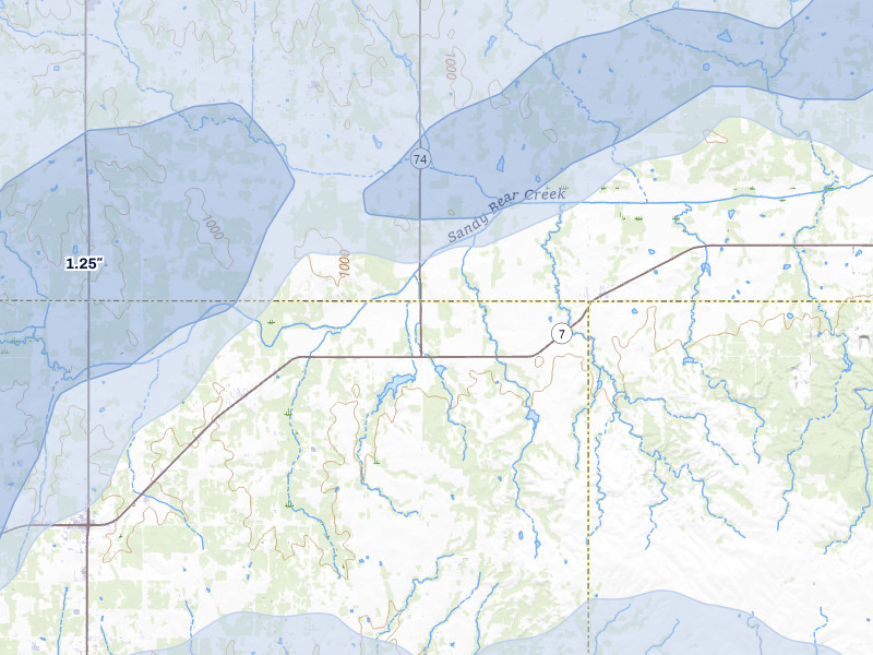 NEXRAD radar-signature map of the hail storm over Hennepin, OK on Mar 6, 2026