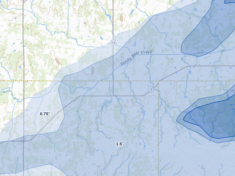 NEXRAD radar-signature map of the hail storm over Hennepin, OK on Apr 28, 2026
