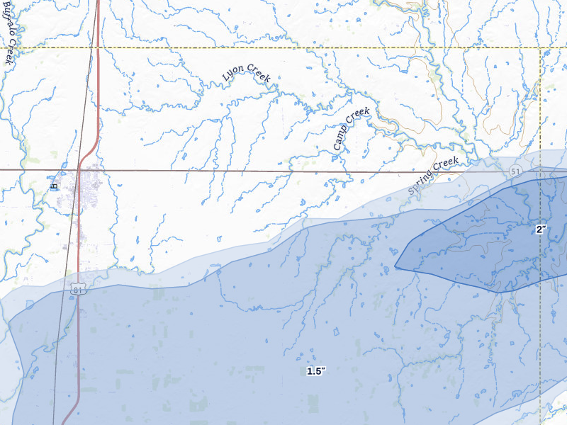 NEXRAD radar-signature map of the hail storm over Hennessey, OK on Apr 1, 2026