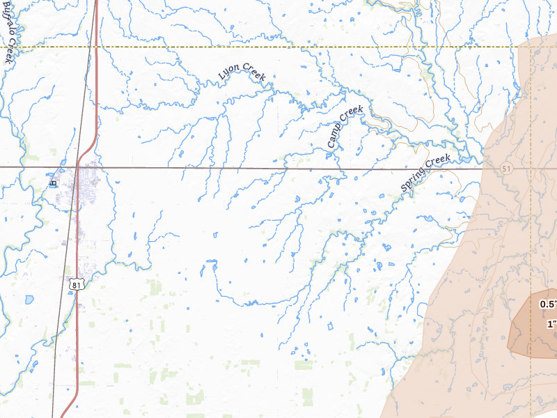 Radar-estimated hail-size map of the storm over Hennessey, OK on May 29, 2026