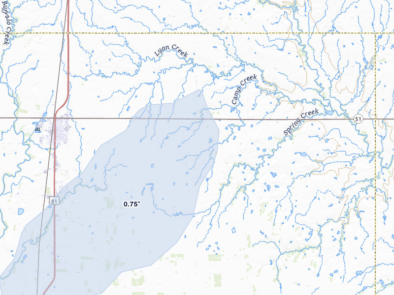 NEXRAD radar-signature map of the hail storm over Hennessey, OK on May 31, 2026