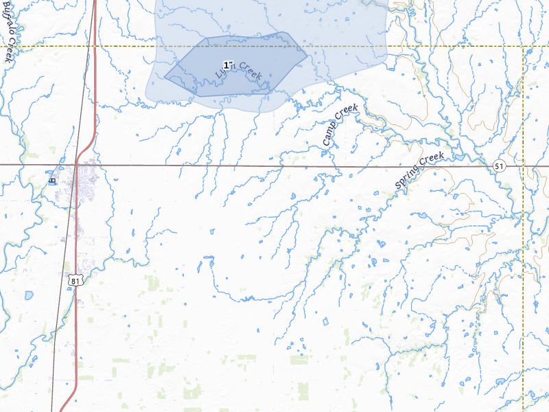 NEXRAD radar-signature map of the hail storm over Hennessey, OK on Jun 1, 2026