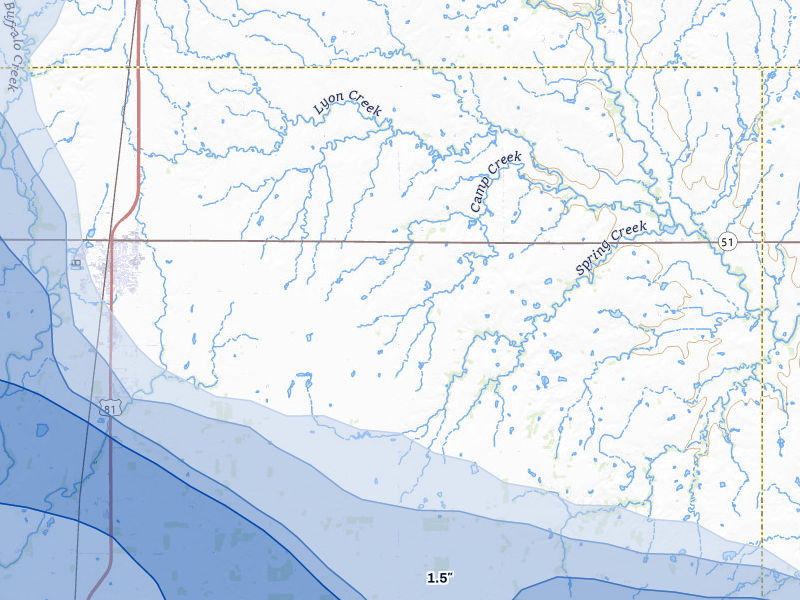 NEXRAD radar-signature map of the hail storm over Hennessey, OK on Jun 26, 2026