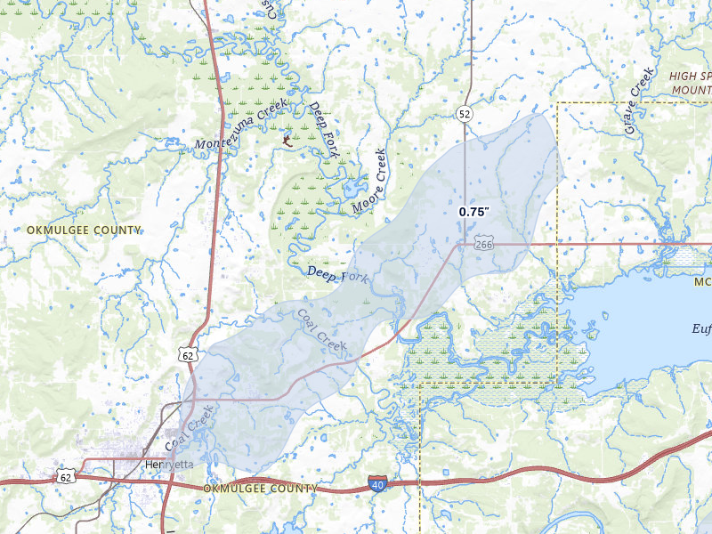 NEXRAD radar-signature map of the hail storm over Henryetta, OK on Mar 6, 2026