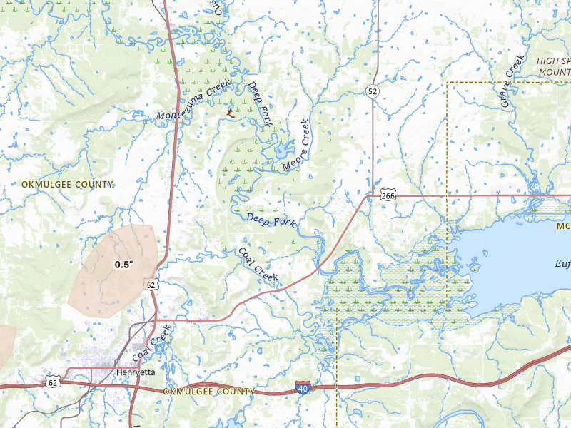 Radar-estimated hail-size map of the storm over Henryetta, OK